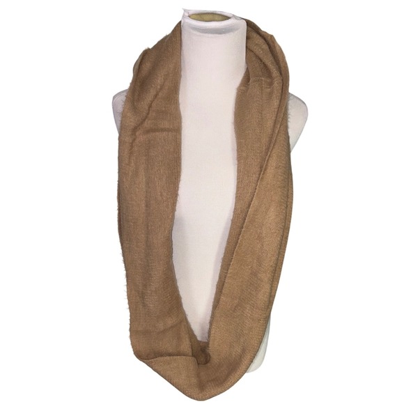 Beige Knit Infinity Scarf Loop Neutral Soft Cozy Winter Fall Accessory One Size - Picture 2 of 5